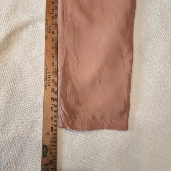 100% silk blush pink pants lined size small stretch waist - Picture 11 of 16